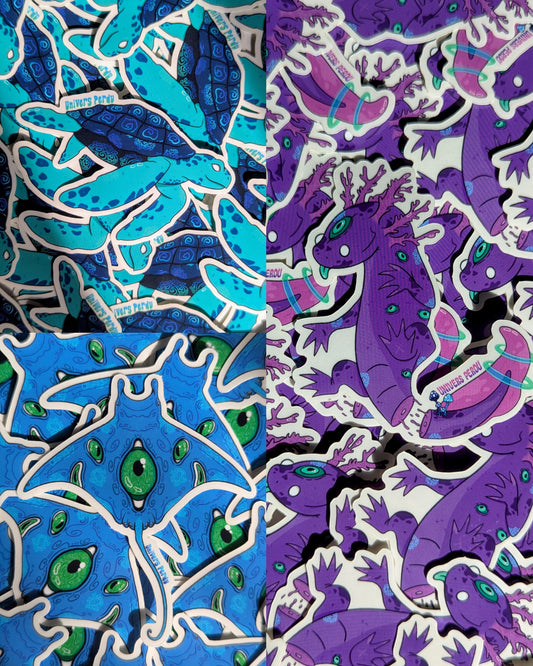 Lot Stickers Marin Psychédélique